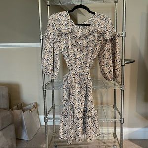 Max studio peasant top floral dress with belt. Sz S.